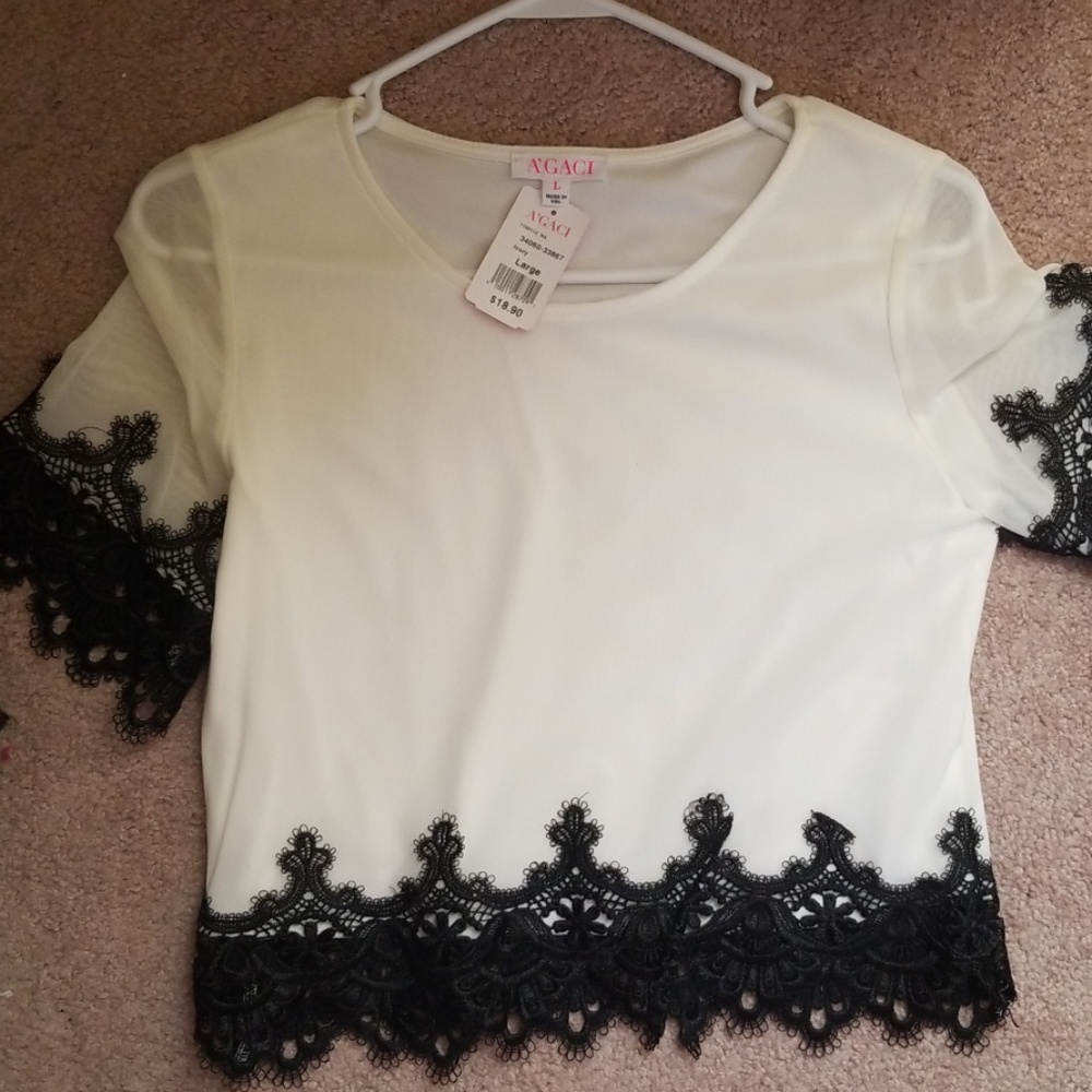 A'Gaci sheer and lace crop top